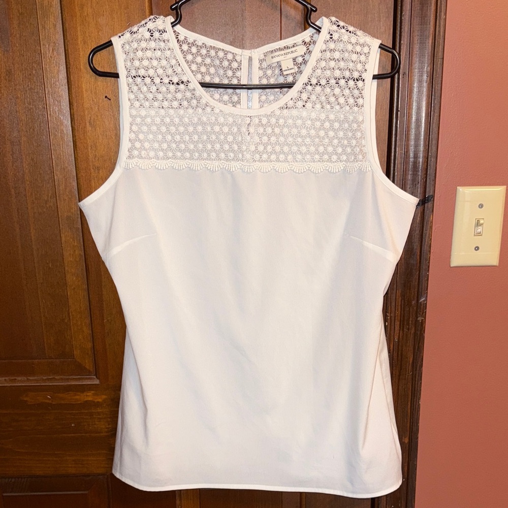 Banana Republic White Crochet Tank
